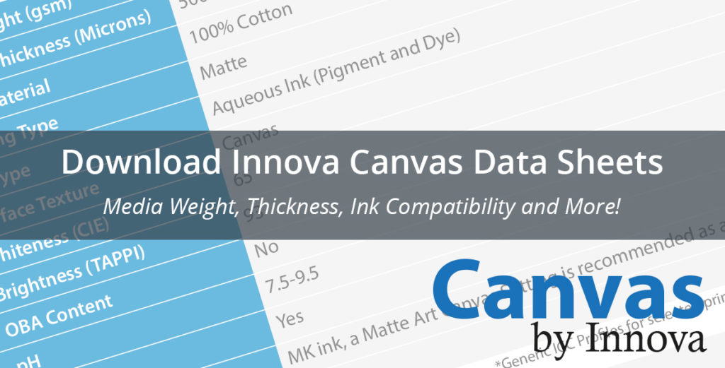 Download Innova Canvas Data Sheets
